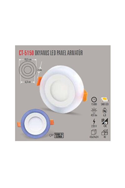 Cata Ct-5150 6W Beyaz+Mavi Okyanus Led SPOT