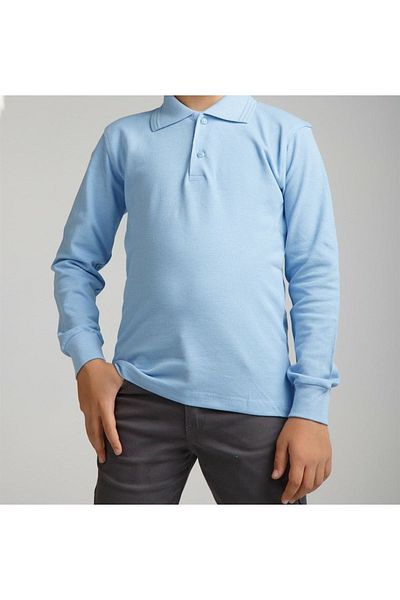QKK Tricou pentru școală Lacoste, albastru, cu mânecă lungă