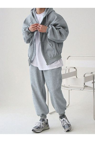 PENTHİLUS Hooded Oversize Sweatshirt and Black Tracksuit Set