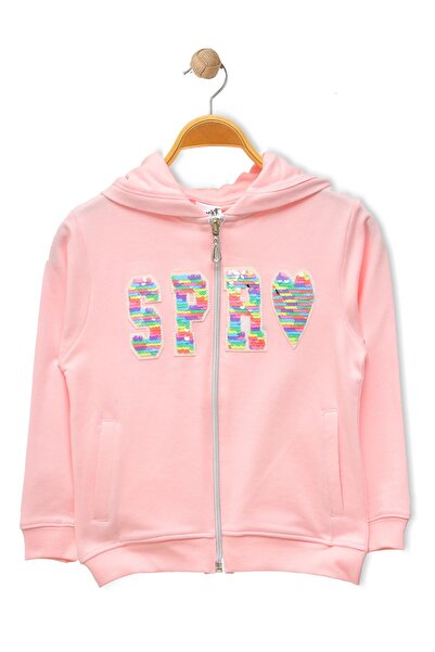 Dijitex Pembe Fermuarlı Sweatshirt - Kız Çocuk