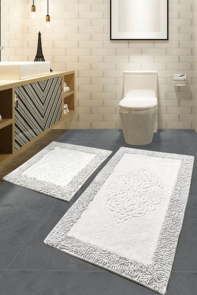 Chilai Home Piante Cotton Ecru 2 Pieces Gold 60x100 cm και 50x60 cm Χαλί μπάνιου και χαλάκι πόρτας