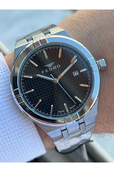 FERRO 30 Mt Waterproof Men's Wristwatch - Steel Cord and Ion Coating, Design Series Efm.40122.A2