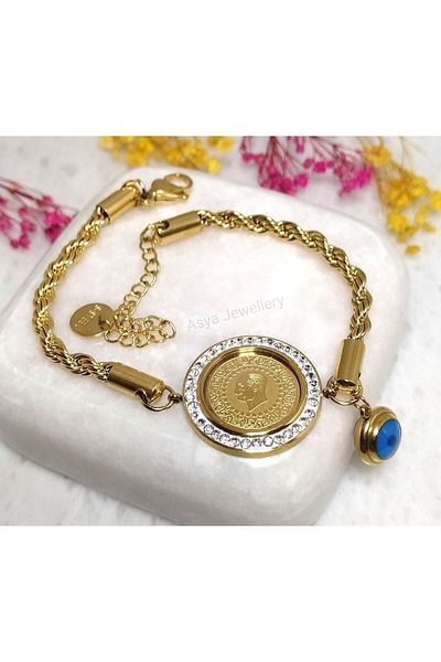 Asya Jewellery Quartered Steel Bracelet with One-One Jewellers Model Jewellers' Crafting Quartered Lira Bracelet