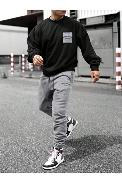 coolart Φούτερ και παντελόνι California - Μαύρο και γκρι σετ φόρμας με στάμπα...