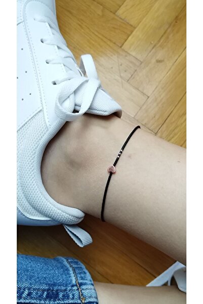 Bella Sera Studio ميوكي حبة الهيماتيت القلب خلخال أسود