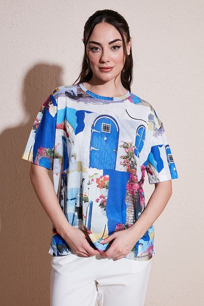 Fashion Friends Μπλούζα με σχέδιο βαμβακερή χαλαρή εφαρμογή BLUZ 24Y0927K1