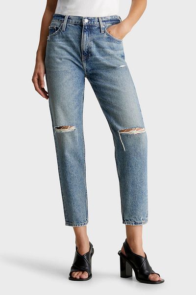 Calvin Klein Blugi Mom Fit cu talie înaltă - bumbac, J20J 2221481 PANTALONI DE DENIM A4