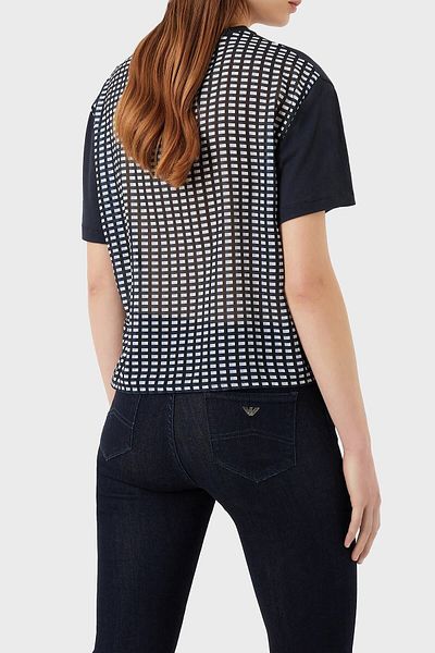 Emporio Armani تي شيرت قطني مطبوع من الخلف برقبة دائرية تي شيرت 3r2t8q 2jtaz F910