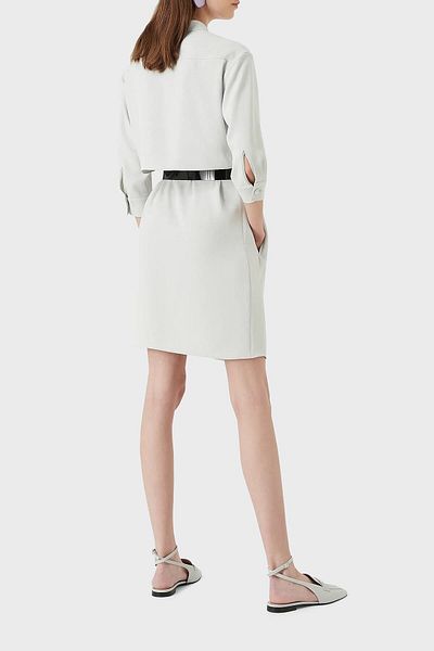 Emporio Armani Front Buttoned Regular Fit Three Quarter Sleeve Belted Dress Dress H3na2b C9900 602