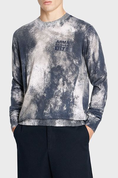 Armani Exchange Pulover din bumbac cu croiala normala cu detaliu logo pentru barbati 6RZM2D ZMW8Z 21CE