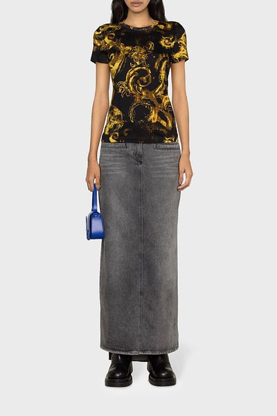 VERSACE JEANS COUTURE Tricou slim din bumbac cu model cu decolteu rotund 76HAH6D8 JS287 G8