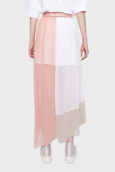 Armani Exchange Color Blocked Asymmetrical Cut Short Lined Transparent Long Skirt Skirt 3ryn03 Yn6f