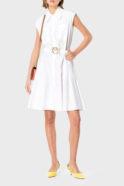PİNKO Pinko Regular Fit Shirt Collar Dress - Belted, Cotton DRESS103111 A1P4 Z04