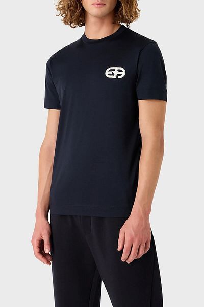 Emporio Armani Tricou cu decolteu crew din amestec de bumbac pentru bărbați 8N1TF5 1JUVZ 0920