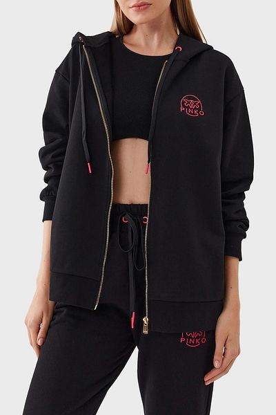 PİNKO Pinko 100% Cotton Zippered Hooded Relaxed Fit Sweat SWEAT 101133 A162 Z99