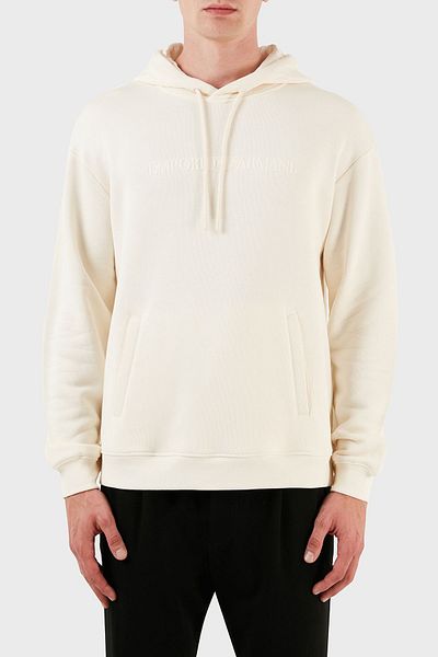 Emporio Armani سويت شيرت رجالي بغطاء للرأس من القطن بقصة عادية 6R1M7U 1J7DZ 0101