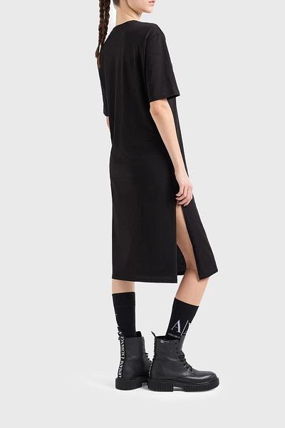 Armani Exchange Βαμβακερό μίντι φόρεμα - Σχιστό, κανονική εφαρμογή DRESS 8NYACF YJG3Z 52AK