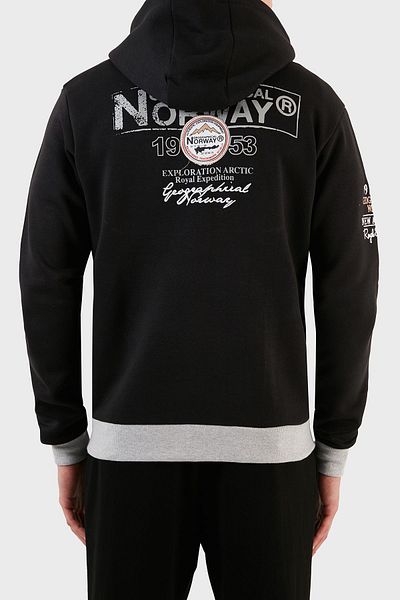 Norway Geographical Мъжки суитшърт с качулка и повдигнат памук, FLYERSW