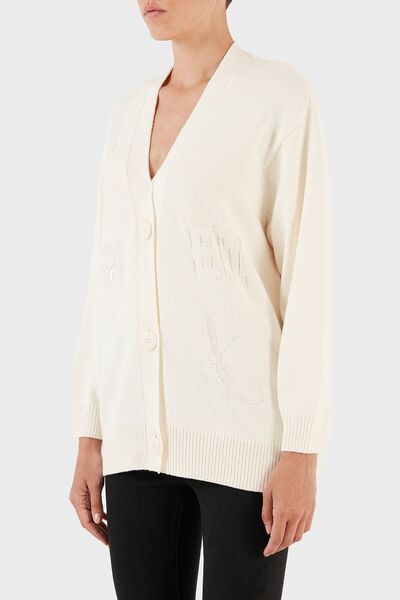 Armani Exchange Logo Written Cotton Relaxed Fit Buttoned Knitwear Cardigan CARDIGAN 6RYE1A YMV3Z 1130