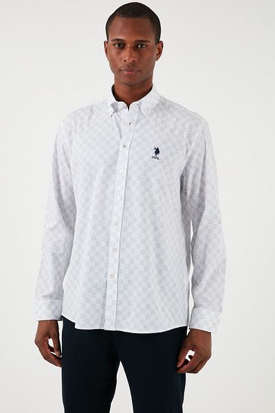 U.S. Polo Assn. ΒΑΣΗ. Πόλο βαμβακερό πουκάμισο με κανονική εφαρμογή με κουμπιά πέτο ανδρικό πουκάμισο G081GL 0041831122