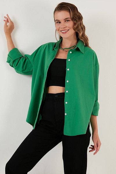 Lela Oversize 100% βαμβακερό πουκάμισο Γυναικείο πουκάμισο Cf21s163867