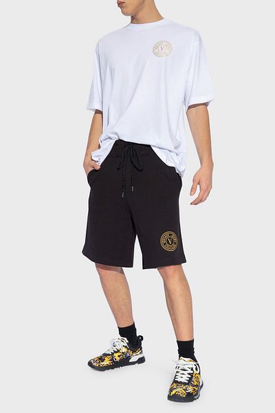 VERSACE JEANS COUTURE Ανδρικό μπλουζάκι με λαιμόκοψη βαμβακερό χαλαρή εφαρμογή 76GAHT03 CJ00T G03