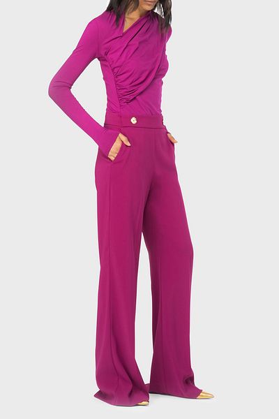 PİNKO Παντελόνι Pinko Slim Fit με φερμουάρ και κουμπιά με λεπτομέρεια ψηλόμεσο φαρδύ παντελόνι 100055   A14I VIB