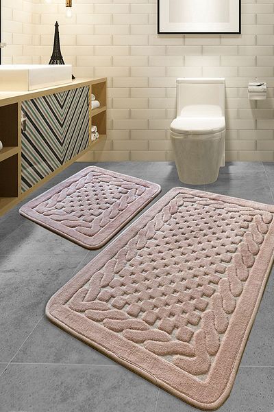 Chilai Home Bambi Cotton Powder Σετ 2 Χαλιά Μπάνιου που πλένονται, Αντιολισθητική Βάση Tpmk