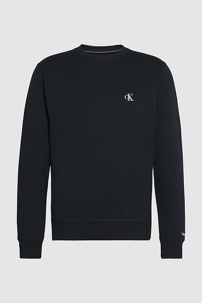 Calvin Klein Pánské logo značky Detailní cyklistický límec Regular Fit černý svetr J30J314536-BAE