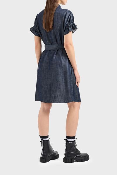 Armani Exchange Μίνι τζιν φόρεμα με ζώνη κανονική εφαρμογή DRESS 3DYA64 Y15PZ 1500