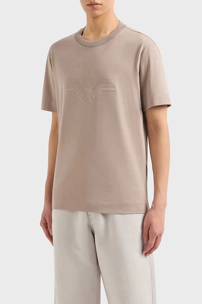 Emporio Armani Βαμβακερό μπλουζάκι με κανονική εφαρμογή με λαιμόκοψη ανδρικό μπλουζάκι 3D1T89 1JWZZ 0650