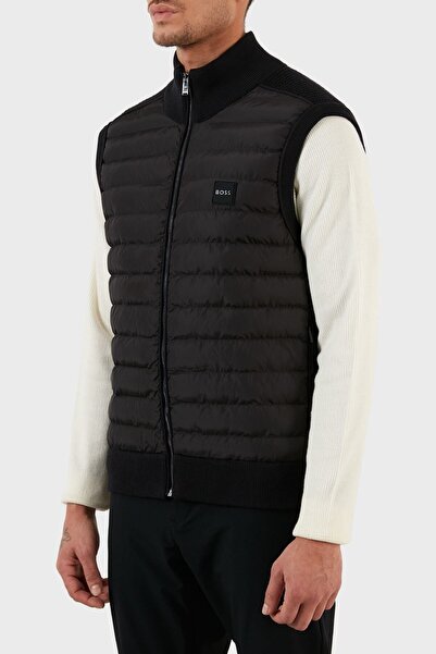 BOSS Regular Fit Yün Karışımlı Fermuarlı Dik Yaka Yelek Erkek Yelek 50478631 001