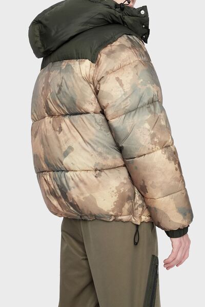 Armani Exchange Camouflage Patterned Quilted Coat with Removable Hood and Sleeves Men's Coat 6lzb22 Zn
