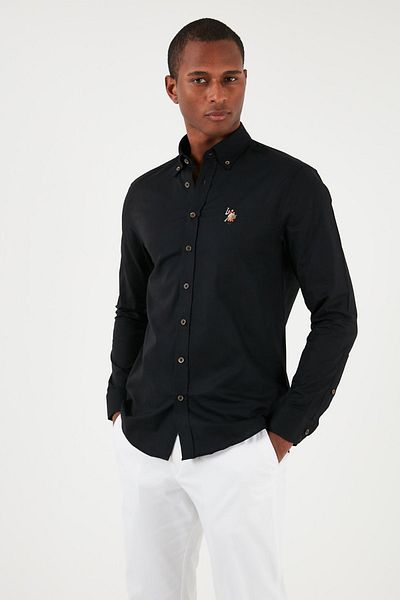 U.S. Polo Assn. Мъжка риза с лого на US Polo, яка с копчета, 100% памук, стандартна кройка G081sz0041829891