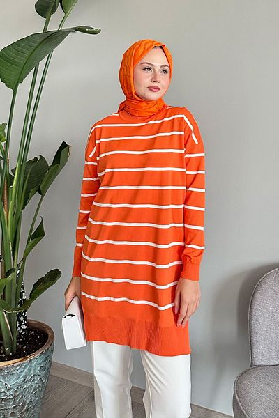 InStyle Tunica de bază pentru tricotaje cu dungi portocalii
