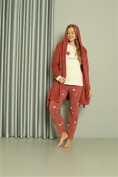 Akbeniz Welsoft Polar Women's 3-Piece Tile Pajama Set 20605