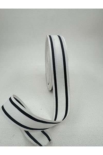 paşateks since 1995 şekil Black/White 3 cm Striped Grosgrain Ribbon