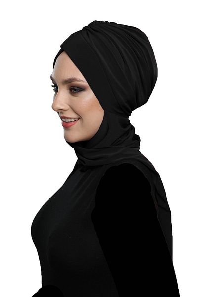 fidan bone Kardelen Scarf Lined Black Ready-made Hijab Hijab Pool and Outer Bonnet
