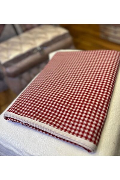 BHT Ekose 160x160 Biyeli Sofra Bezi Kırmızı