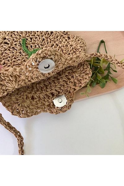 By G Tasarım Daisy Straw Rope Knitted Children's Bag (WITH BUCKLE GIFT)