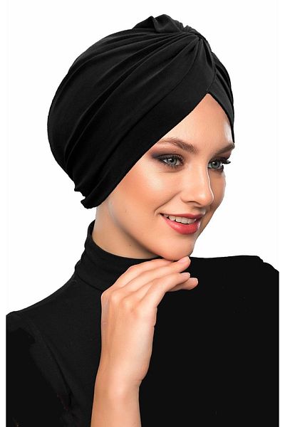 fidan bone Black Ready-made Hijab Hijab Outdoor and Pool Cap with Cross Hooks