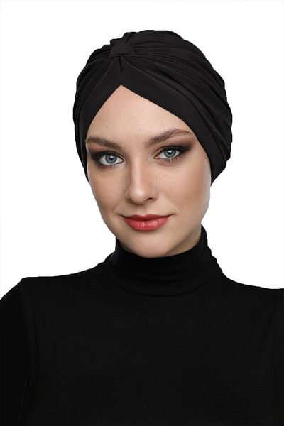 fidan bone Cross Banded Black Ready-made Hijab Hijab Pool Bonnet