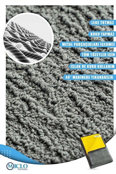 MICLO CLEANING 750 GSM Çift Taraflı Ultra Emici Oto, Araba Kurulama Bezi | 50x70cm | Mega Boy | Sarı