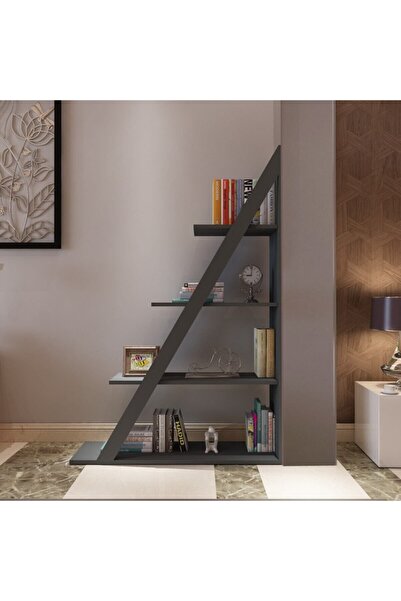 ARNETTİ Arven 4 Raflı Kitaplık – Modern Tasarım, Antrasit Renkli Raf Ünitesi