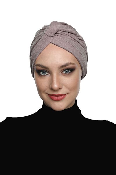 fidan bone Cotton Banded Cross Lined Violet Color Ready Turban Hijab Pool Cap