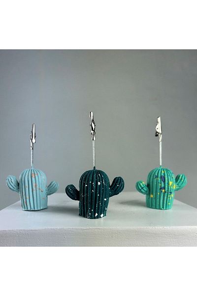 oasis decoration Mint Ice Green Dark Green Cactus Splash 3-Piece Note Holder Set