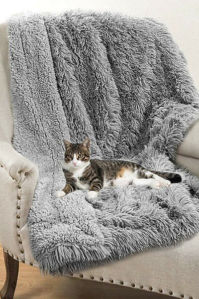 Bundeba Plush Gray Cat Dog Bed Blanket Pet Cat Cushion Nest House Shed Mat Cover 60x90 Cm