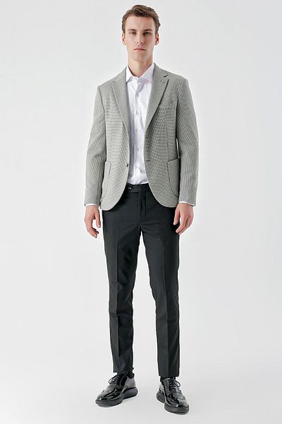Morven Men's Stone Knitted Slim Fit Bag Pocket Mono Collar Sports Jacket