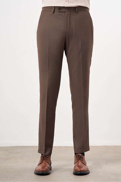 Morven Ανδρικό κλασικό παντελόνι Slim Fit - ΚΑΦΕ, Polyviscon Basic, ίσιο σχέδιο