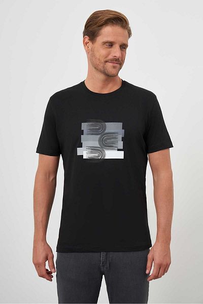 Morven Men's Black Trend Single Jersey Printed Crew Neck Dynamic Fit T-Shirt